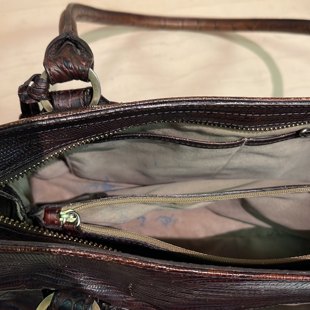 Women’s Brahmin Brown Croc/Lizard Print Leather Satchel Bag - Picture 6 of 6
